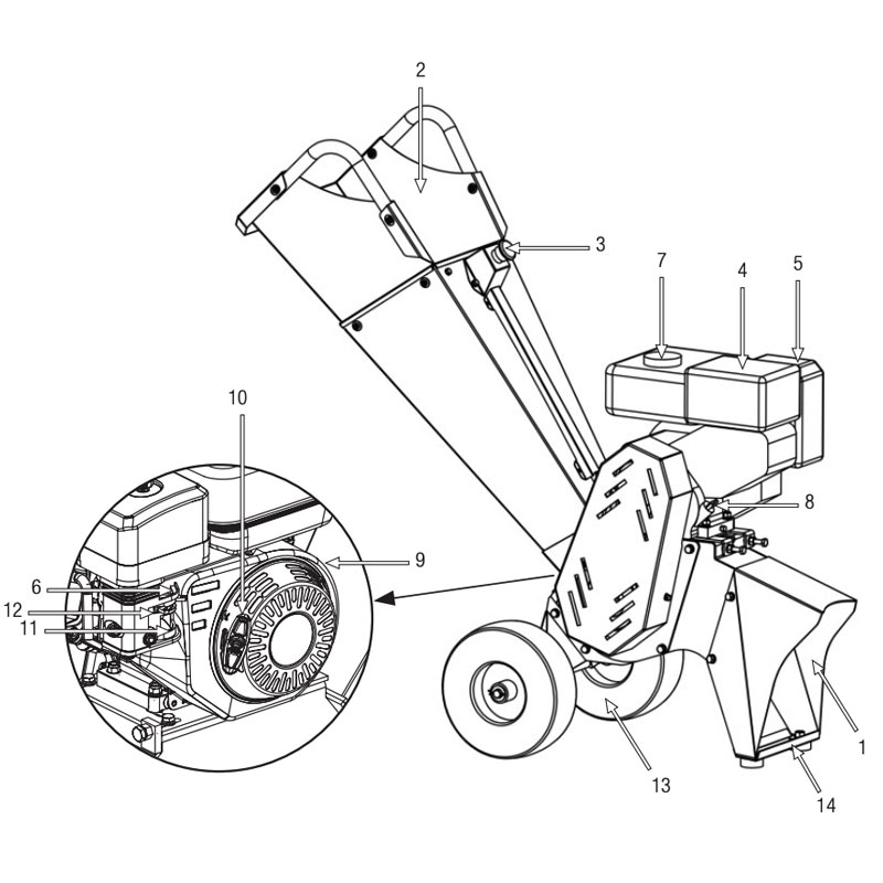 Garland Chipper 1080 QG-V23 60G-0028 - Biocippatore a Scoppio 8 cm Professionale