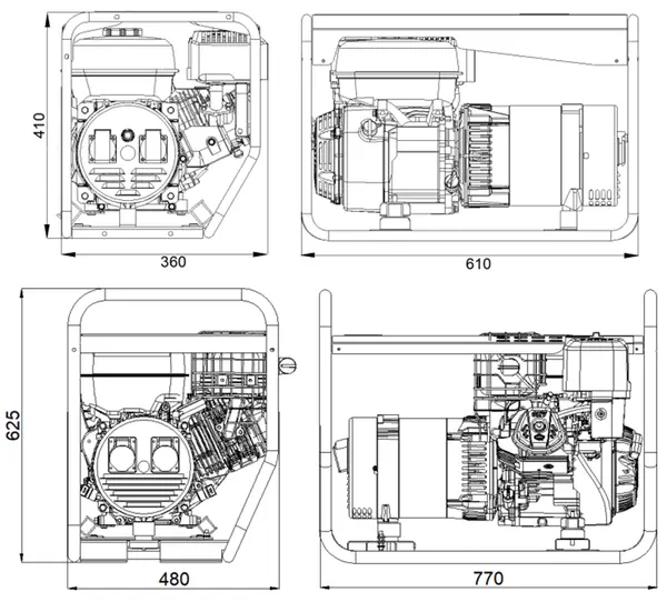 misure Genset MG 5000 I-BE Benzina 5 kVA con AVR