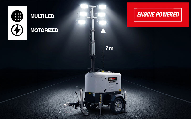 Genmac BRILLEN - Torre Faro Telescopico 7 m Multiled a Diesel con Serbatoio 110 L