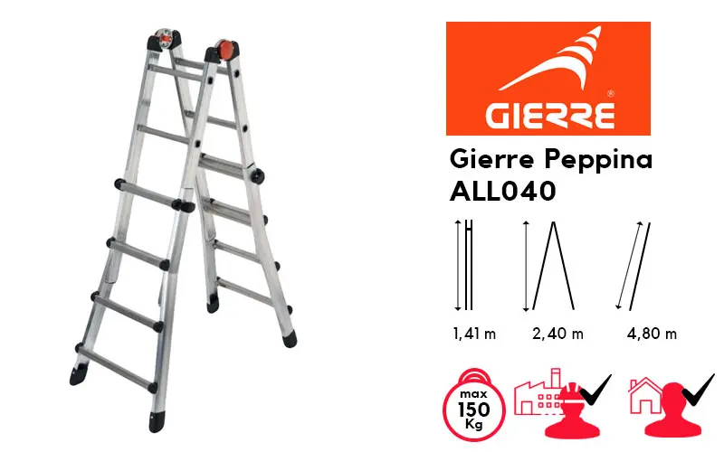 Gierre Peppina ALL040 / AL004 Scala Telescopica in Alluminio