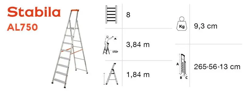 scheda Gierre AL750 stabila - Scala Multifunzione Domestica - Multifunzione in Alluminio