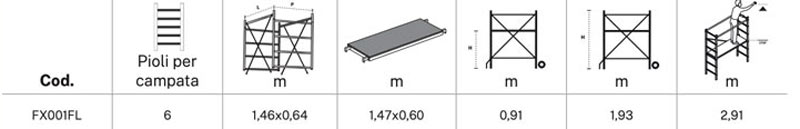 Gierre Flecto Fast&Lock FX001FL - Folding Aluminum Scaffolding, Working Height 2.93 m