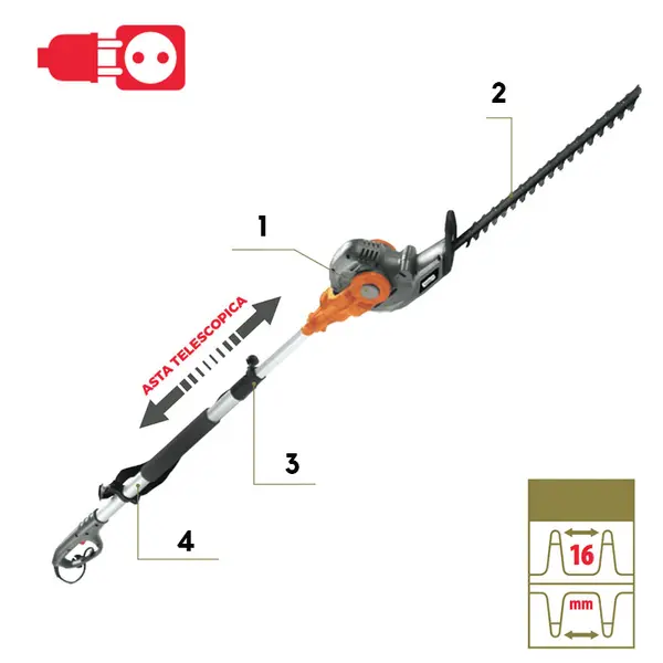 GreenLine GHTE 4645 - Potatore siepi allungabile