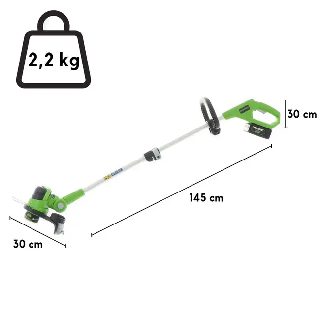 Greenworks G48LT30K2 Bordatore allungabile a batteria ricaricabile