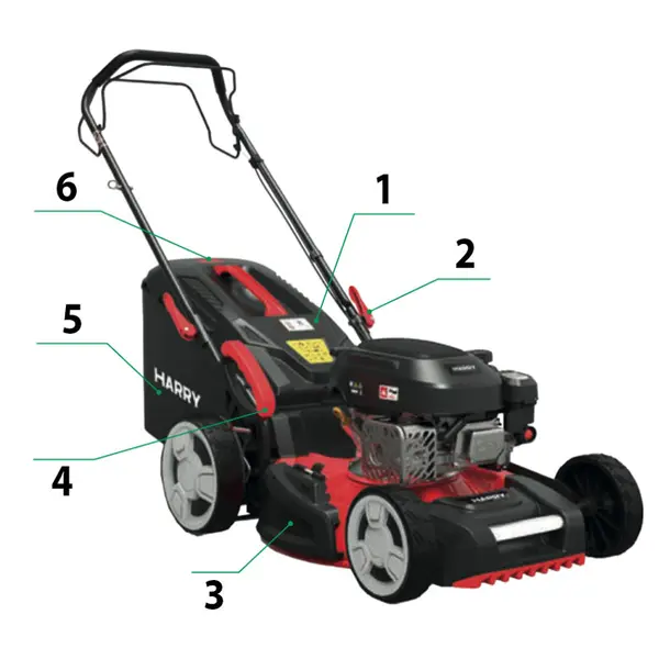 Harry HR 5200 SXQ 067850 - Rasaerba Multifunzione 4 in 1 a Scoppio Motore 173 cc
