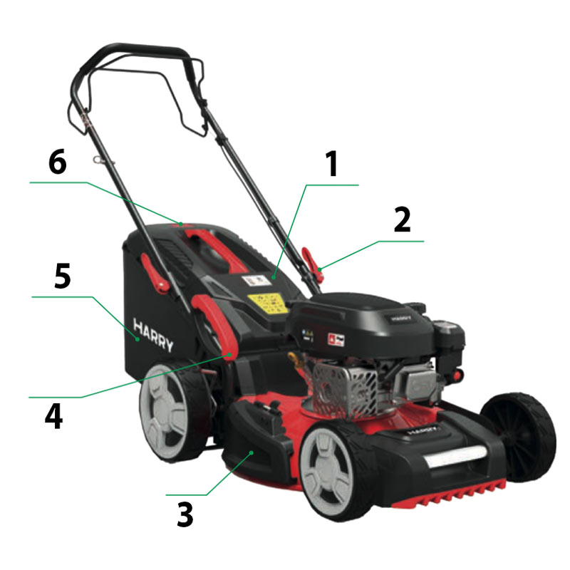 Harry HR 5500 SXQ 067860 - 4-in-1 Multifunction Petrol Lawnmower with 209 cc Engine