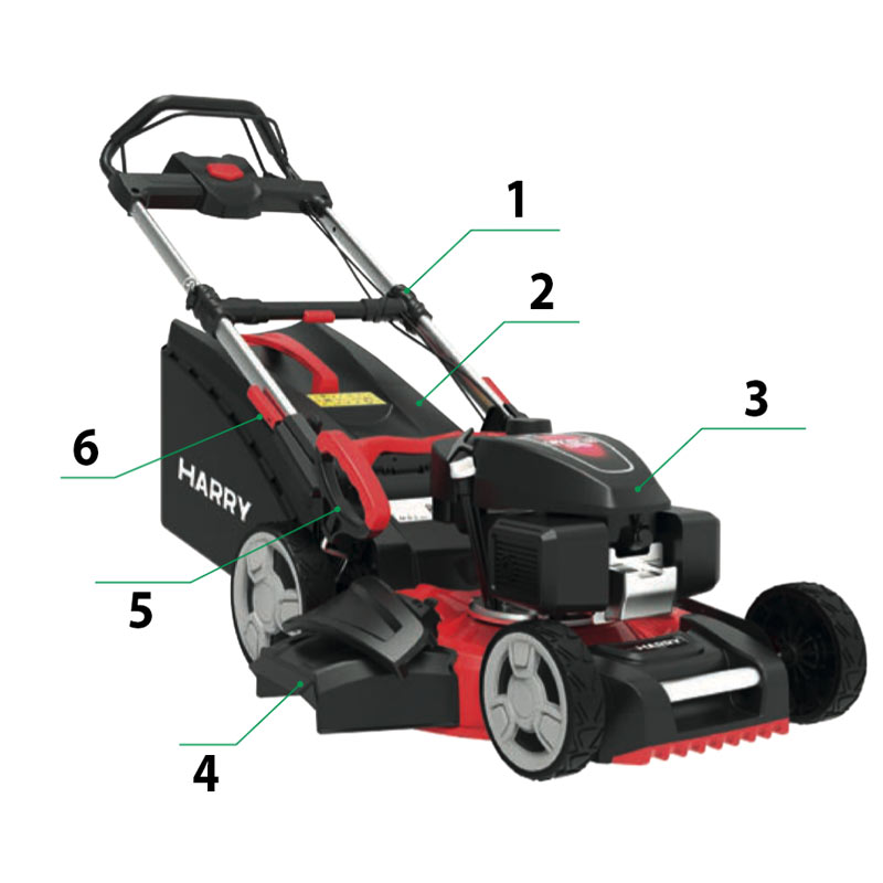 Harry HR 5500 SHQ-PRO 067870 - Rasaerba 4 in 1 a Scoppio Motore Honda