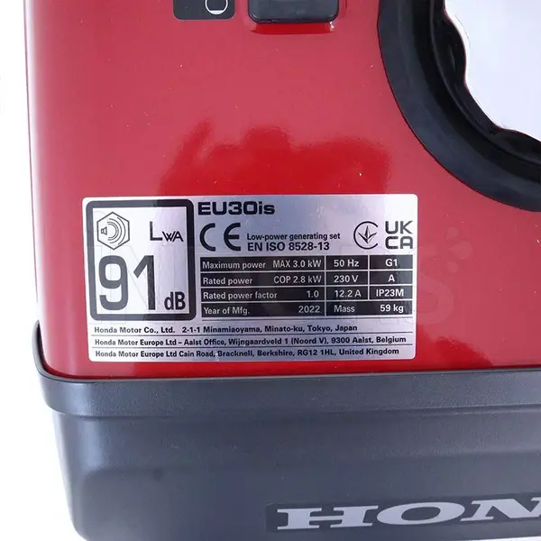informazioni targhetta Generatore di Corrente Inverter 3 kW HONDA EU 30is 