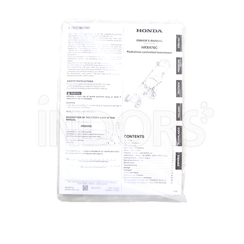 Honda HRX 476 VY instruction manual