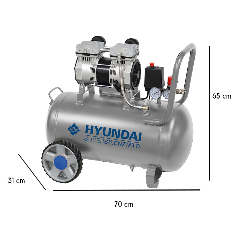 Dimensions Hyundai 65703 - Oil Free Compressor 50 L