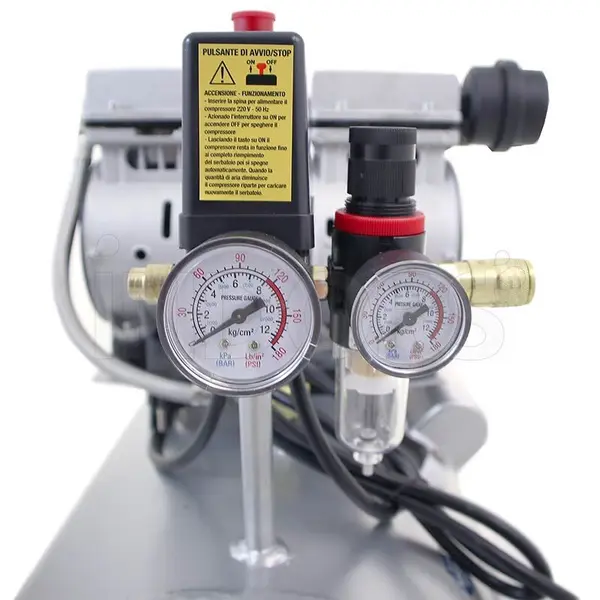 pulsante avviamento stop manometro Hyundai 65704 - Compressore Supersilenziato Senza Olio