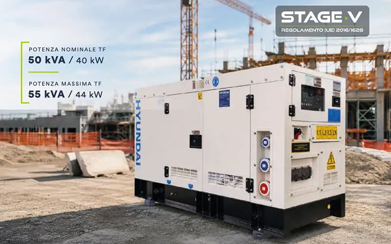 Hyundai 65572 - Generatore 1500 RPM Stage V 55 kVA Monofase/Trifase Silenziato