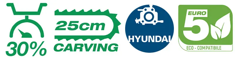Hyundai 35530 - Motosega da Potatura Superleggera con Barra Carving