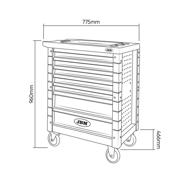 JBM 53904 - Carrello a 7 Cassetti con Assortimento 172 Utensili CrV