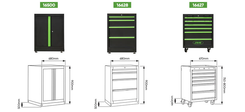 JBM Serie 446 - Piano di Lavoro 50 cm Attrezzi in Crono-Vanadio Inclusi
