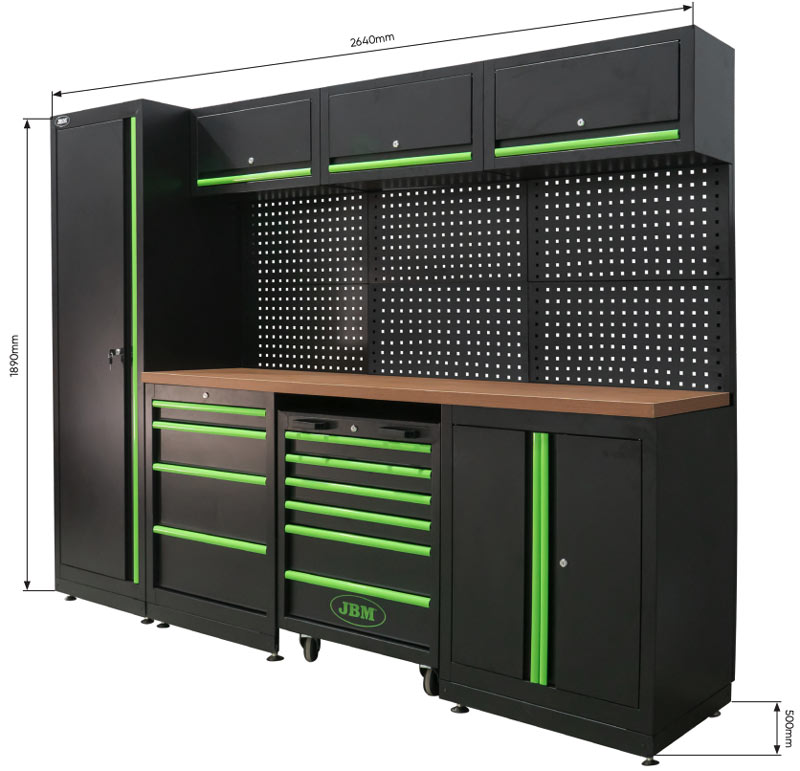 JBM Serie 446 - Piano di Lavoro 50 cm Attrezzi in Crono-Vanadio Inclusi