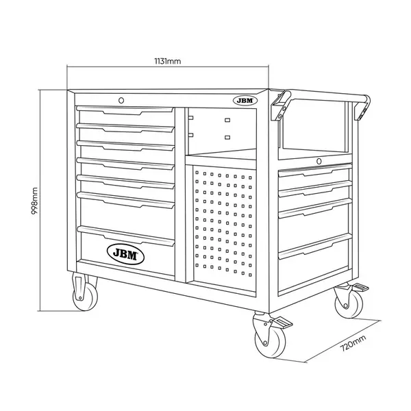 JBM 54509 - Carrello Portautensili 7 Cassetti Frontali e 4 Cassetti Laterali