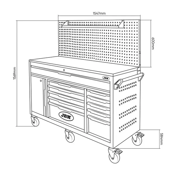 JBM 54510 - Carrello a 11 Cassetti con Pannello Forato