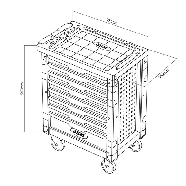 JBM 54718 - Carrello XL Professionale 8 Cassetti 289 Attrezzi CrV Inclusi
