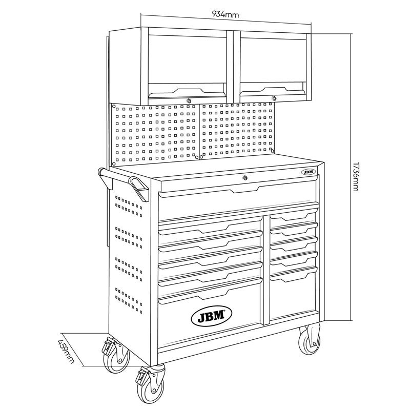 JBM 55118 - Carrello Portautensili Professionale con Set 172 Attrezzi CrV Inclusi