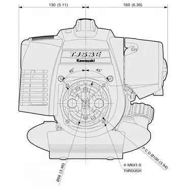 misure motore Kaaz KVR 530 Z - Decespugliatore A Zaino 2 tempi