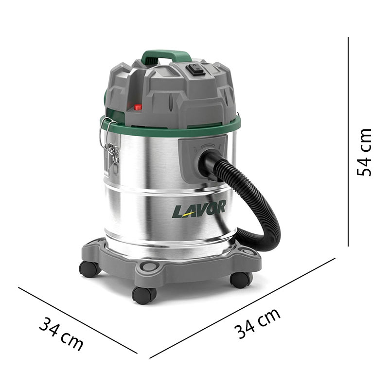 Dimensions Lavor Dozzy Power 20XS professional liquid and solid vacuum cleaner, compact and powerful