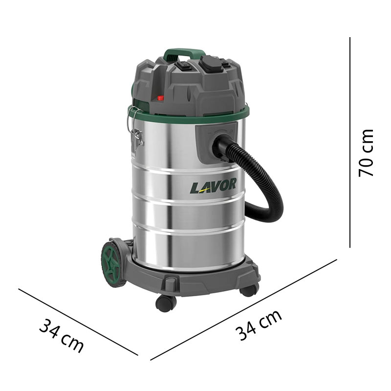 Dimensions of the Lavor Dozzy Power 30XES vacuum cleaner bin, 30 litre capacity, for advanced hobby use