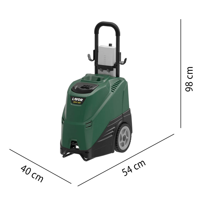 Dimensions and measurements of the Lavor XTR-R 1007 professional hot water cleaning machine