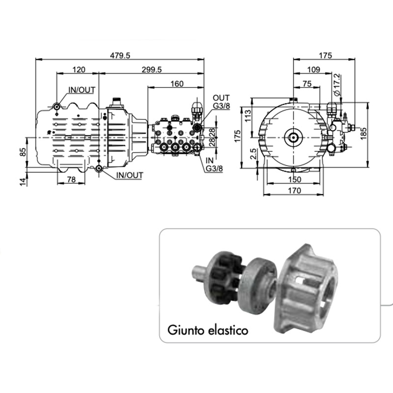 Lavor MPWJ3.5 - Linear Motor Pump with Brass Head for Water Cooling