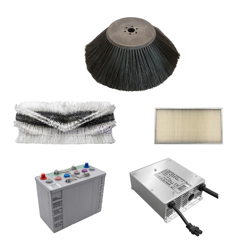 Dotazione completa Lavor SLG 700 ET con batteria, caricabatterie, spazzola laterale e contenitore raccolta