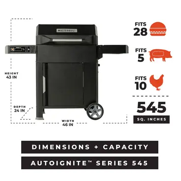 Masterbuilt AutoIgnite Series 545 - Griglia a Carbone e Affumicatore Digitale modello MB20042724