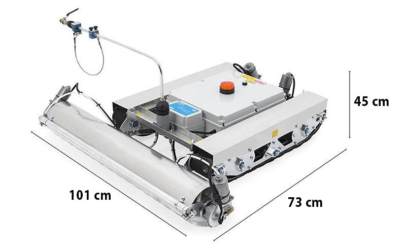 Mesures du robot MMS02 - Machine de nettoyage de panneaux photovoltaïques