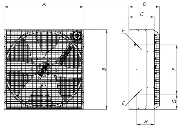 Munters EM 50'' 52'' - Ventilatore ad Estrazione con Serranda - da 1 a 2.5 HP