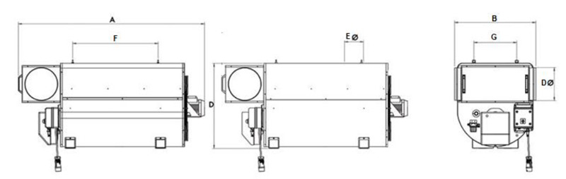 Munters GPmp 100 - Generatore Aria Calda Professionale Pensile 6600 m³/h Diesel o GPL