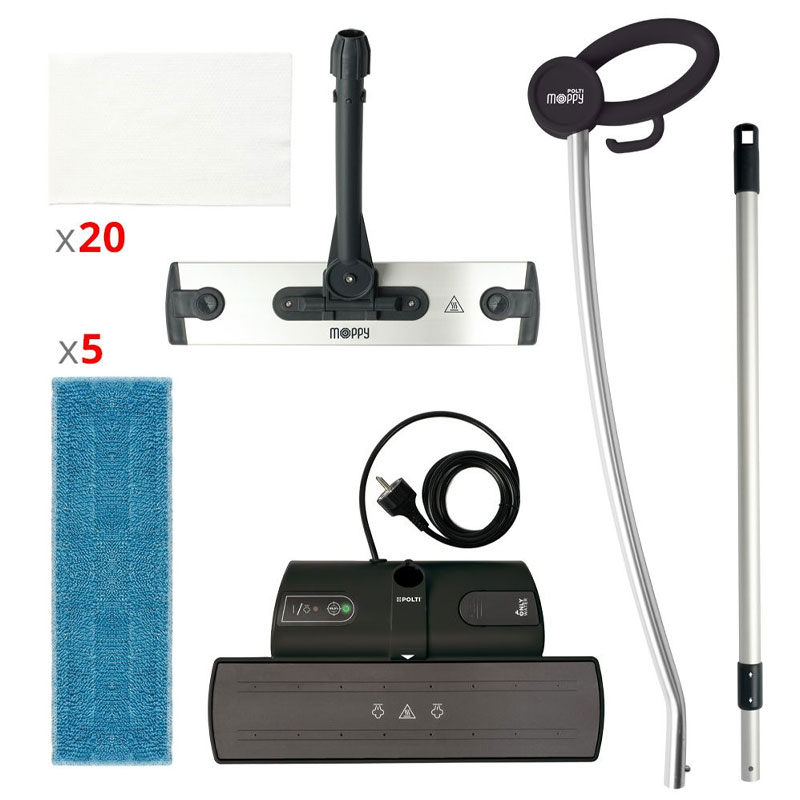 Polti Moppy Black Premium - Scopa a Vapore a Batteria