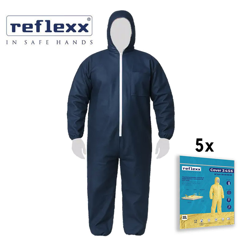 Reflexx Cover 40 Blue - Disposable Polypropylene Protective Coverall with Hood