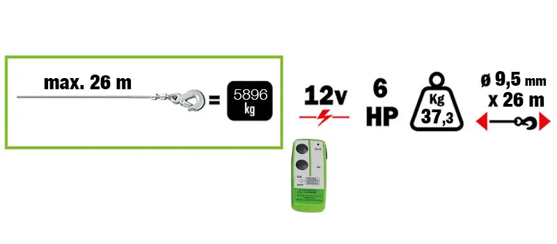 Ribimex PE12V/9002 - Verricello Elettrico 12V 6 HP da fissare PE12V