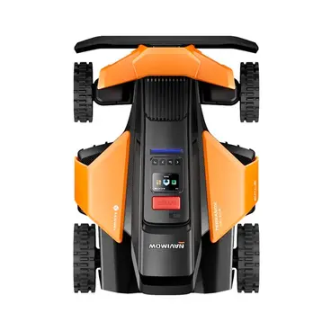 Vista frontale del robot tagliaerba professionale Segway Terranox CM120M1 per prati commerciali e aree verdi