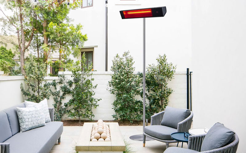 Sined Caldo Vetro Nero 2000 Piedistallo WiFi - Lampada Infrarossi a 3 con Wi-Fi e Piedistallo