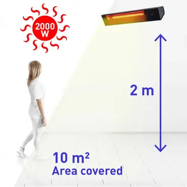Sined Caldo Vetro Nero 2000 WiFi - Lampada Infrarossi riscaldante da esterno