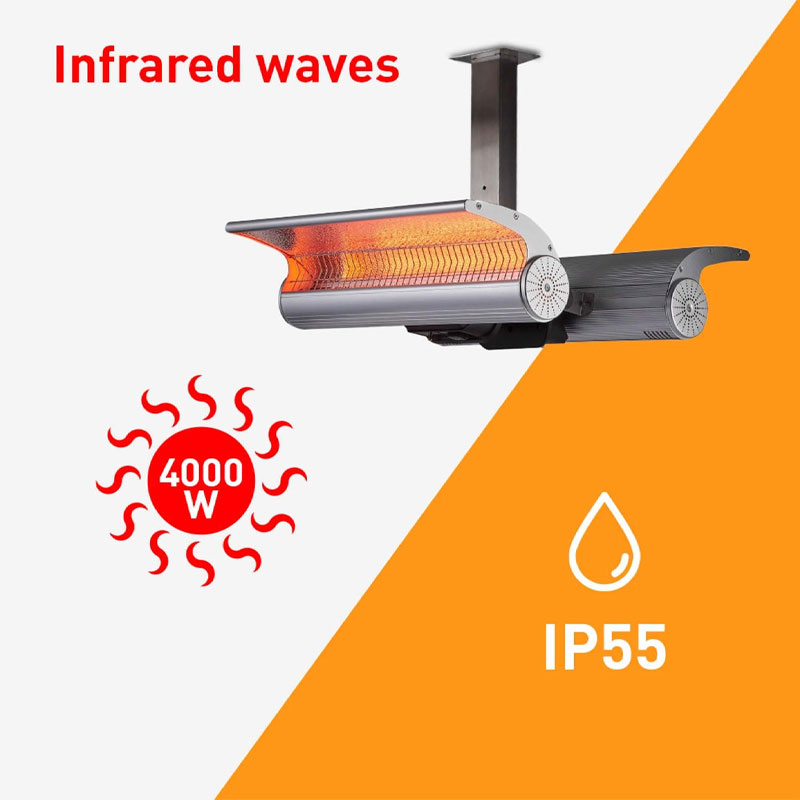 Sined 4000W Ceiling Infrared Heater - 2000W + 2000W Double Infrared Lamp