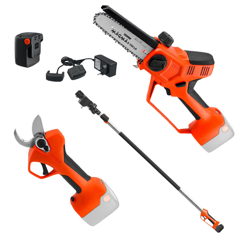 Stocker 62106 Promo Kit - E-35 TP 21 V Scissors and Magma E-150 LA 21 V Chainsaw + Adjustable Telescopic Handle