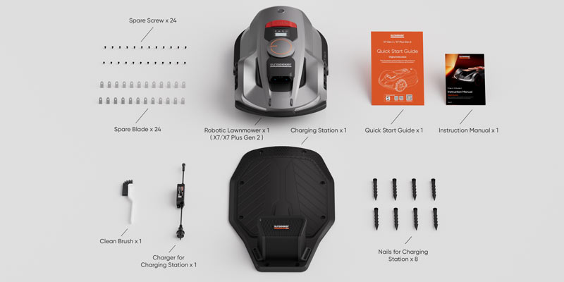 Sunseeker X7 Gen 2 - Tondeuse à gazon robotisée - Équipement standard