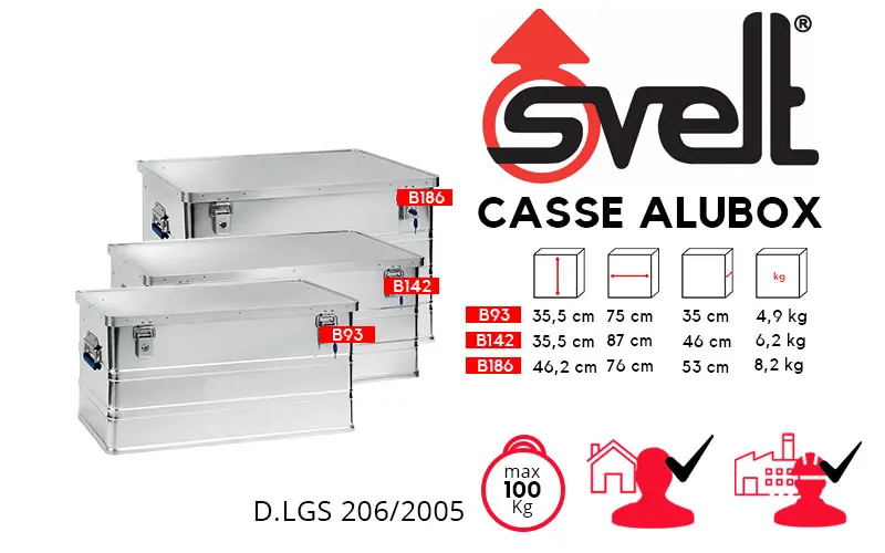 Svelt ALUBOX B93, B142 e B186 - Casse in Alluminio per Trasporto e Stoccaggio