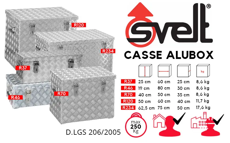 Svelt ALUBOX R37, R46, R70, R120 e R234 - Casse in Alluminio per Trasporto e Stoccaggio