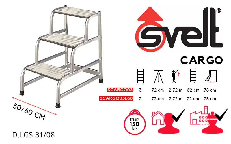 Svelt Cargo SCARGO03 SCARGO03L60 - Sgabello Professionale 3 gradini