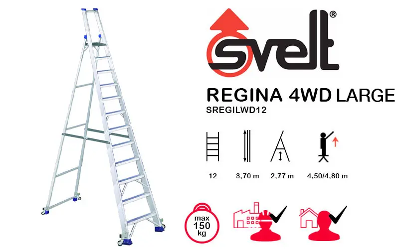 Svelt Regina 4WD LARGE SREGILWD12 - Scala Professionale con Ruote e guardacorpo