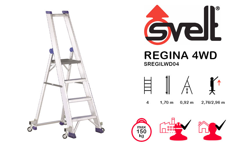 Svelt Regina 4WD SREGILWD04 - Scala Professionale con Ruote e guardacorpo