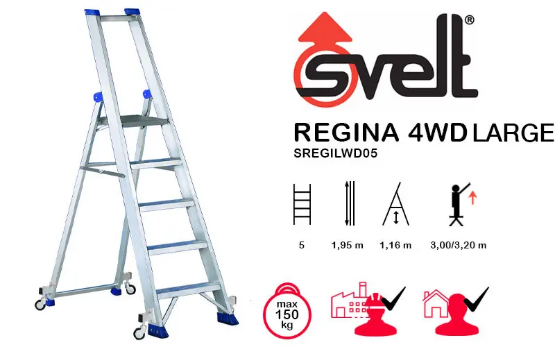 Svelt Regina 4WD LARGE SREGILWD05 - Scala Professionale con Ruote e guardacorpo