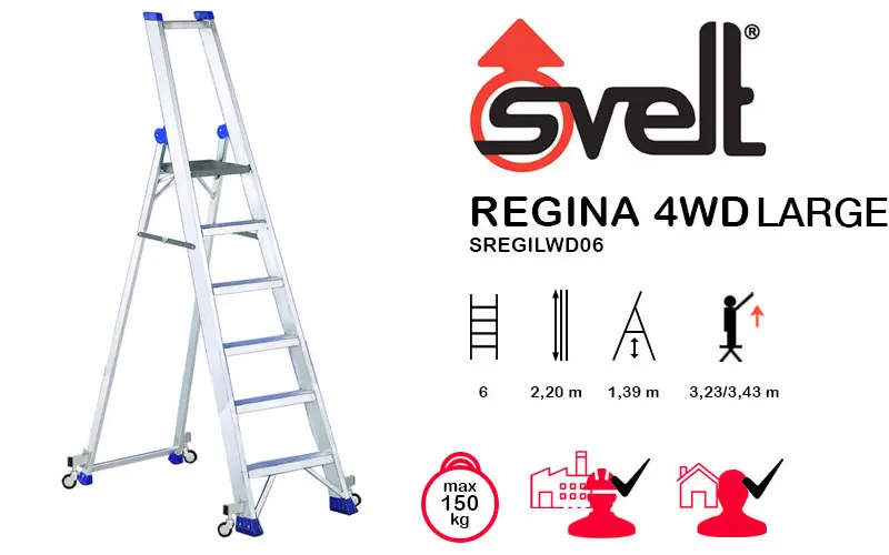 Svelt Regina 4WD LARGE SREGILWD06 - Scala Professionale con Ruote Autofrenanti